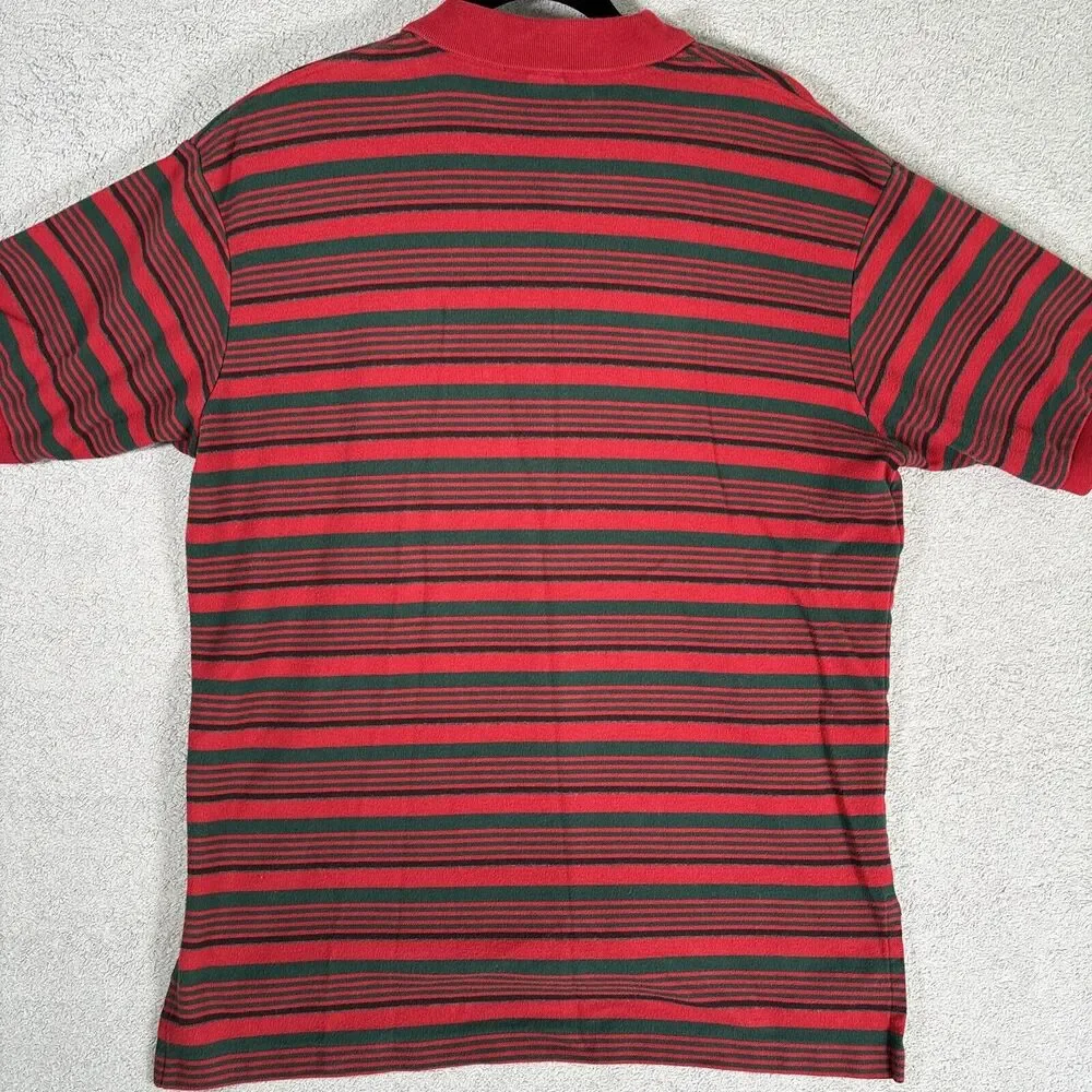 Vintage Polo By Ralph Lauren Size L Polo Red‎ Striped Short Sleeve Christmas